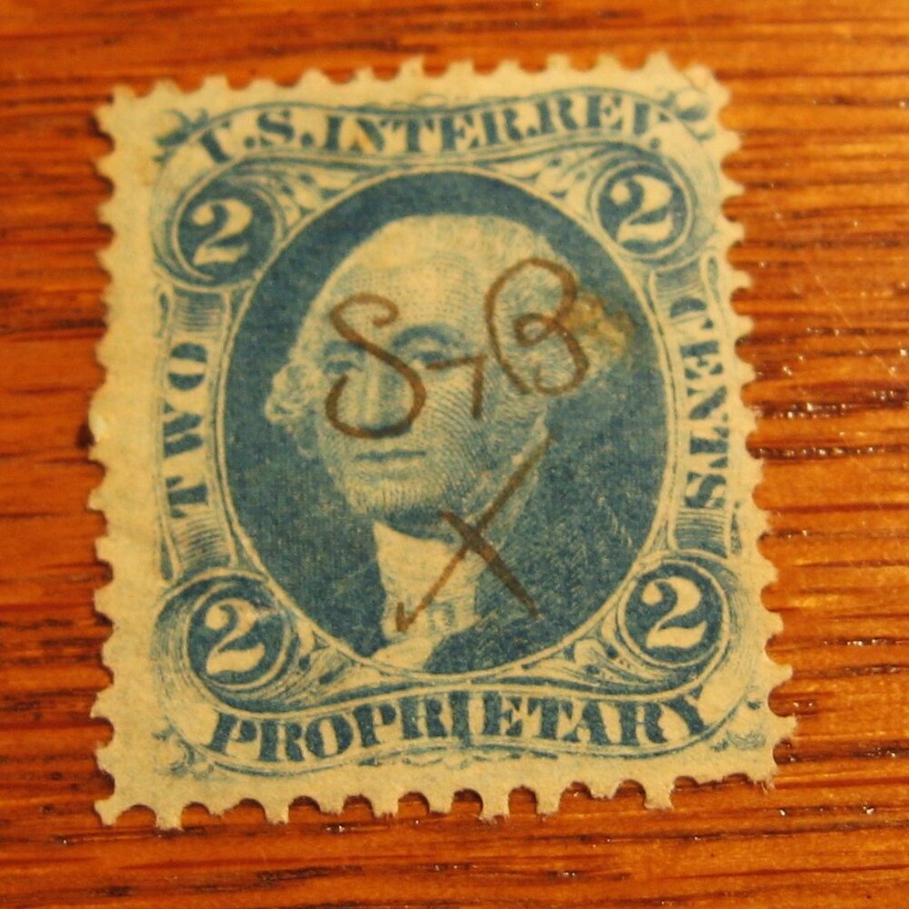1862-71 revenue stamp blue 2 cent proprietary R13c